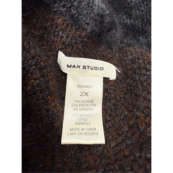 Max Studio Women’s 2X Houndstooth Cardigan Sweater Knit Open Front Cozy - Picture 7 of 7